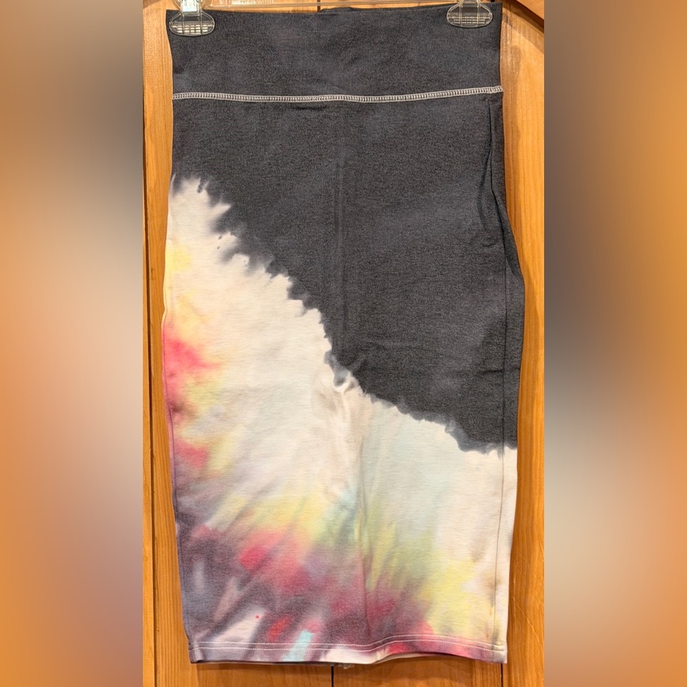 Brightly TwistedTie-Dye and Gray Midi Skirt